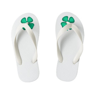Lucky 4 Leaf Irish Clover white toddler flip flops