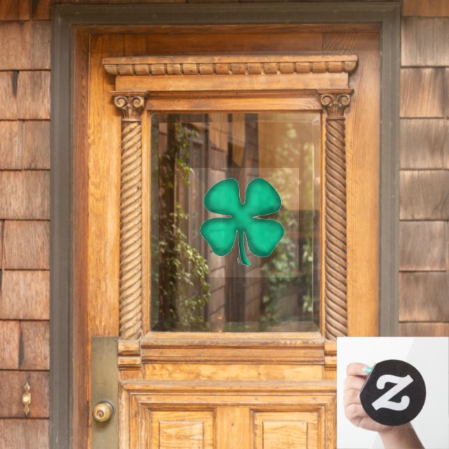 Lucky 4 Leaf Irish Clover window cling front stick (Home Door)