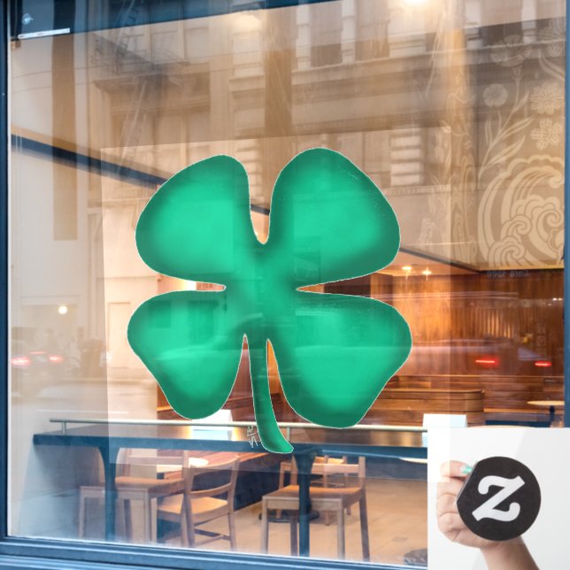 Lucky 4 Leaf Irish Clover window cling front stick (Cafe Window)
