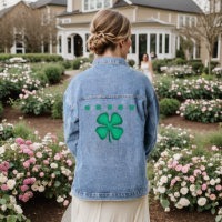 Lucky 4 Leaf Irish Clover women denim jacket