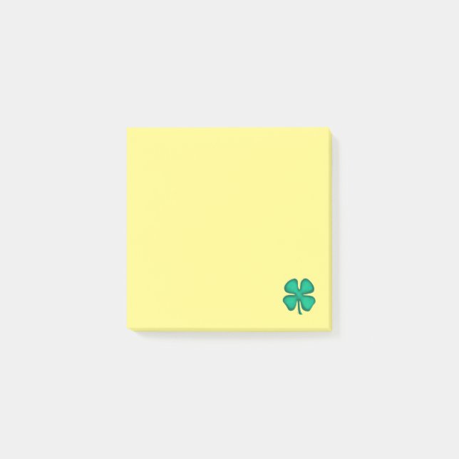 Lucky 4 Leaf Irish Clover yellow note pads (Front)