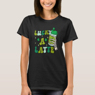 Lucky A Latte St Patricks Day Retro Skeleton Hand  T-Shirt
