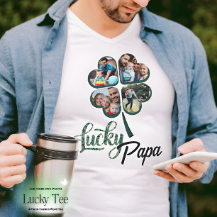 Lucky Add Your Own Photo 4 leaf clover St Patricks T-Shirt