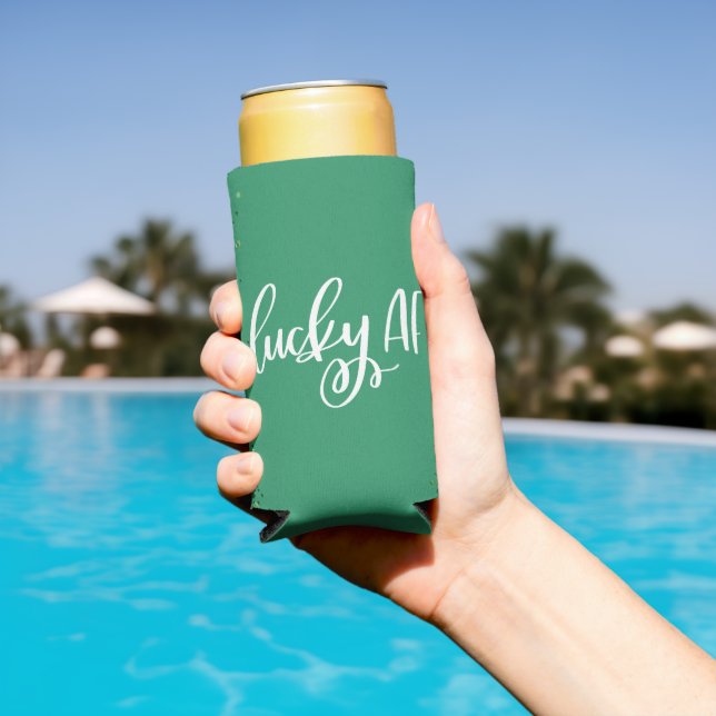 Lucky AF | Cute St Patricks Day Irish Quote Seltzer Can Cooler (In Situ Pool)