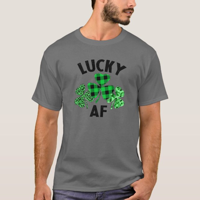 Lucky Af Funny Plaid Shamrock St Patricks Day Wome T-Shirt (Front)