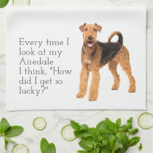 Lucky Airedale Tea Towel