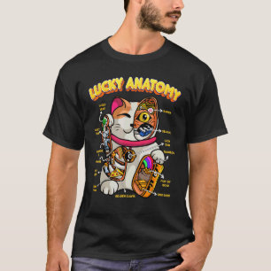 Lucky Anatomy Funny Maneki Neko Lucky Cat Anatomy T-Shirt