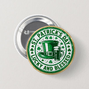 Lucky and Blessed St. Patrick's Day 6 Cm Round Badge