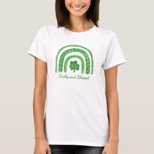 Lucky And Blessed-St Patricks Day-Irish-Shamrock T-Shirt