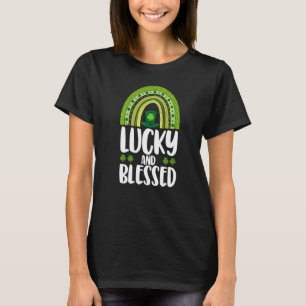 Lucky And Blessed  Women St Patrick's Day Rainbow  T-Shirt