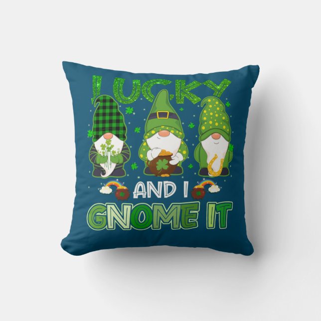Lucky and I Gnome it St. Patrick's Day Bearded Cushion (Front)