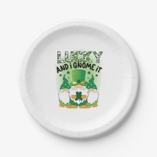 Lucky And I Gnome It St Patrick's Day T Shirt   Paper Plate
