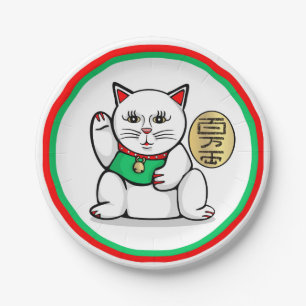 Lucky Asian Cat Paper Plates