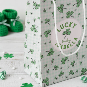 Lucky Baby Pink and Green St Paddys  Small Gift Bag