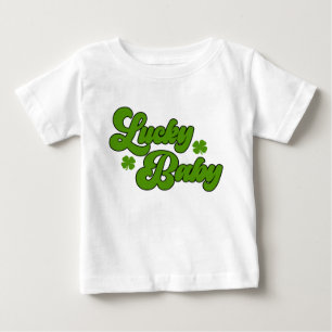 Lucky Baby St Patrick's Day Retro 70's Green T-Shirt