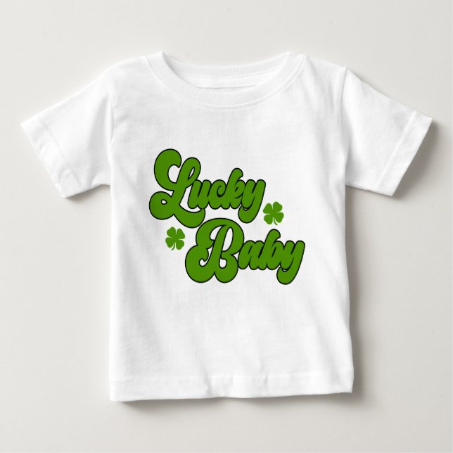 Lucky Baby St Patrick's Day Retro 70's Green T-Shirt (Front)