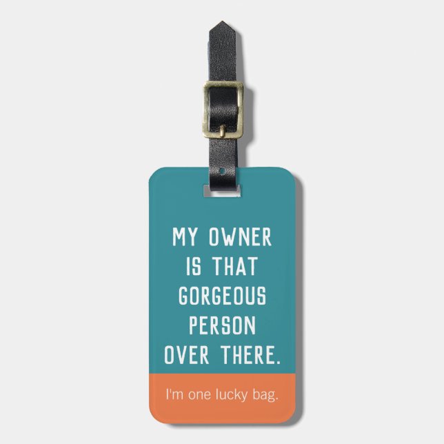 Lucky Bag Blue Luggage Tag (Front Vertical)