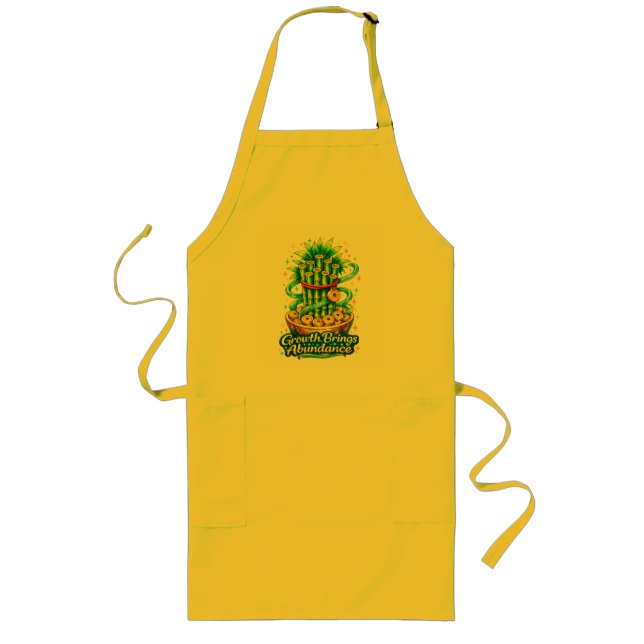 Lucky Bamboo Kitchen Apron Prosperity Cooking Gift (Front)