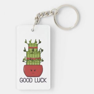 Lucky Bamboo Plant with Greeting Key Ring