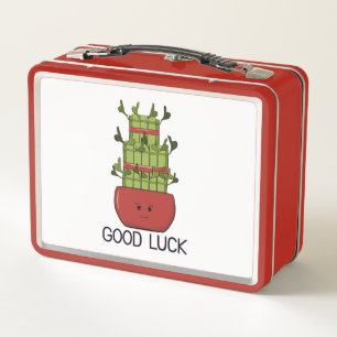 Lucky Bamboo Plant with Greeting Metal Lunch Box