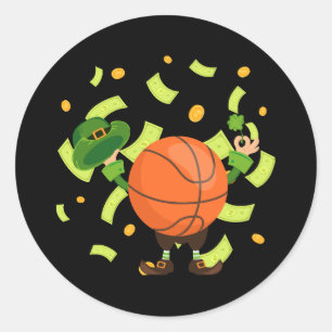 Lucky Basketball Happy Patrick's Day Classic Round Sticker