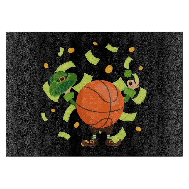 Lucky Basketball Happy Patrick's Day Cutting Board (Front)