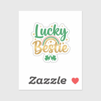 Lucky Bestie Cute Pink Green Typography St Patrick
