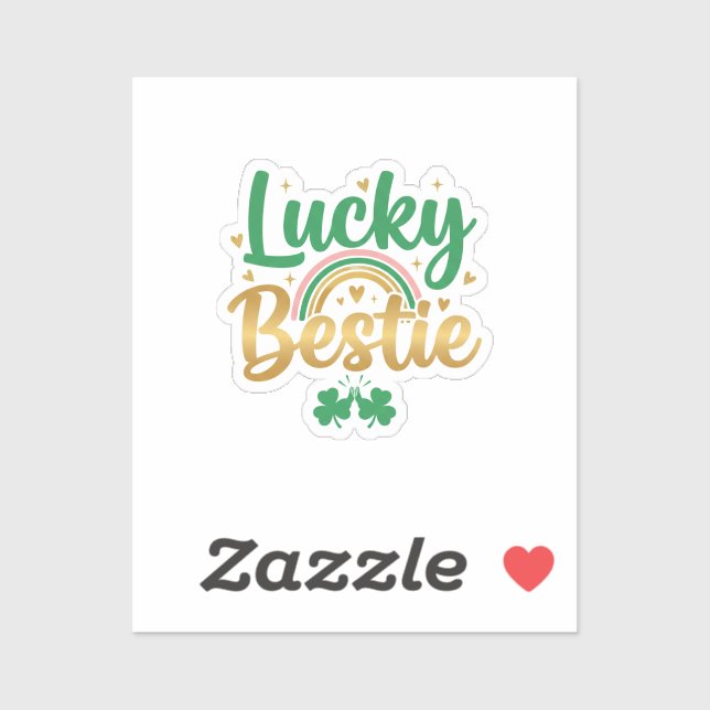 Lucky Bestie Cute Pink Green Typography St Patrick