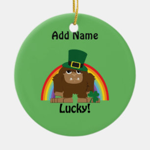 Lucky Bigfoot Leprechaun Ceramic Tree Decoration