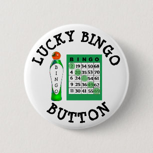 Lucky BINGO Button Green Cards Button