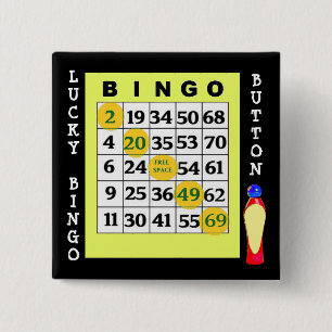 Lucky BINGO Button Green Cards Button