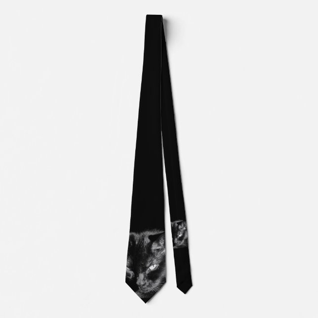 Lucky Black Cat is Watching You Tie (Front)