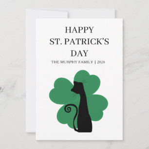 Lucky Black Cat Shamrock Photo St. Patrick's Day H Holiday Card