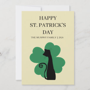 Lucky Black Cat Shamrock Photo St. Patrick's Day H Holiday Card