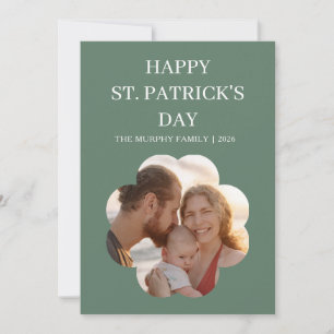 Lucky Black Cat Shamrock Photo St. Patrick's Day H Holiday Card