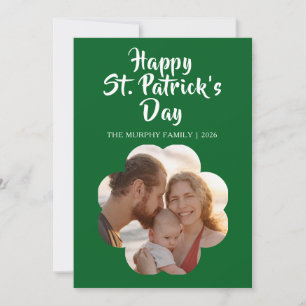 Lucky Black Cat Shamrock Photo St. Patrick's Day H Holiday Card