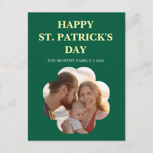 Lucky Black Cat Shamrock Photo St. Patrick's Day H Holiday Postcard