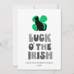 Lucky Black Cat Shamrock Photo St. Patrick's Day Holiday Card