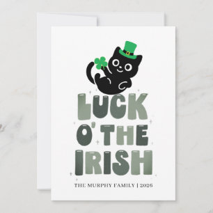 Lucky Black Cat Shamrock Photo St. Patrick's Day Holiday Card