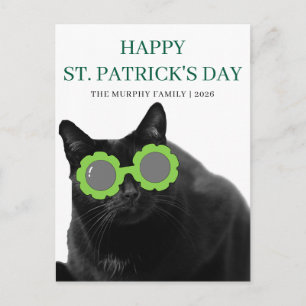Lucky Black Cat Shamrock St. Patrick's Day Holiday Postcard