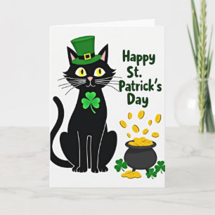 Lucky Black Cat St Patricks Card