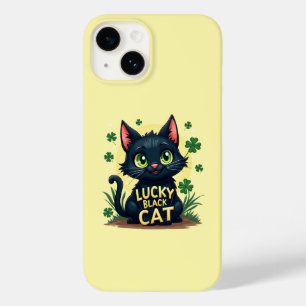 Lucky Black Cat: St. Patrick's Day Clover & Coins Case-Mate iPhone 14 Case