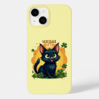 Lucky Black Cat: St. Patrick's Day Clover & Coins