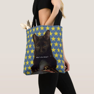 Lucky Black Cat w/stars 2way Tote Bag
