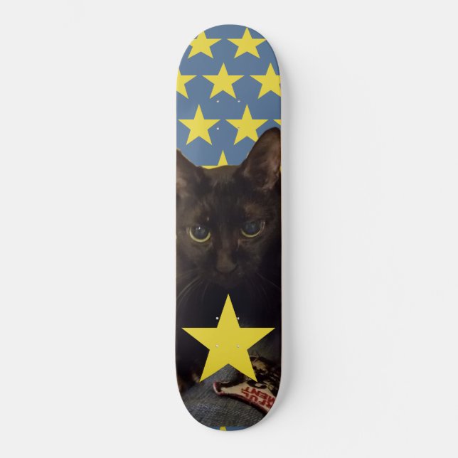 Lucky Black Cat w/Stars Skateboard (Front)