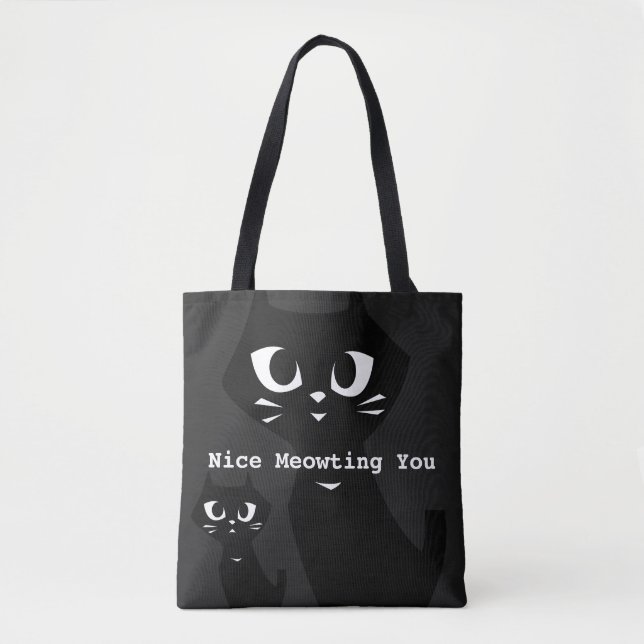 Lucky Black Cats Greeting Tote Bag (Front)