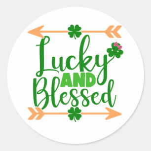 Lucky & Blessed 🍀✨ Classic Round Sticker