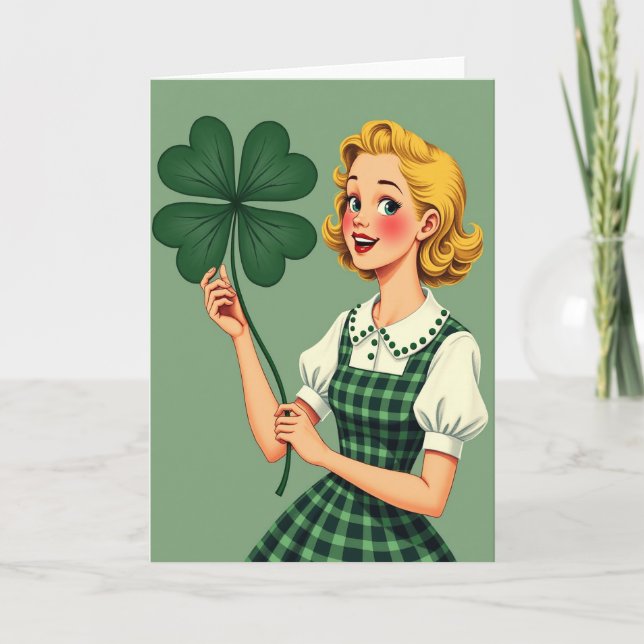 Lucky Blonde Retro Style Art Card (Front)