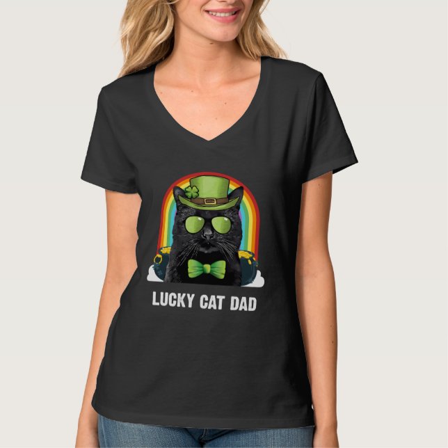 Lucky Bombay Cat Dad St Patricks Day T-Shirt (Front)