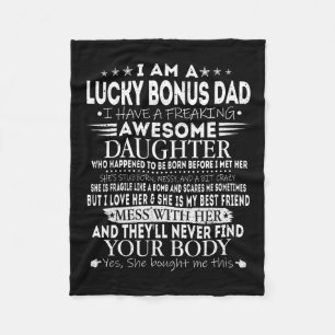Lucky Bonus Dad Tee From Awesome Daughter Father's Fleece Blanket